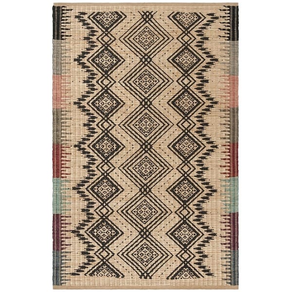 Safavieh 8 x 10 ft. Cape Cod Collection Transitional Rectangle Hand Woven Rug Natural & Black CAP310B-8 - main